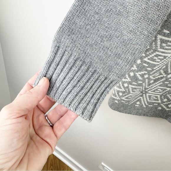 Talbots Cream Gray Patterned Cashmere Wool Open Front Thick Comfy Cardigan Sz M - Picture 5 of 10